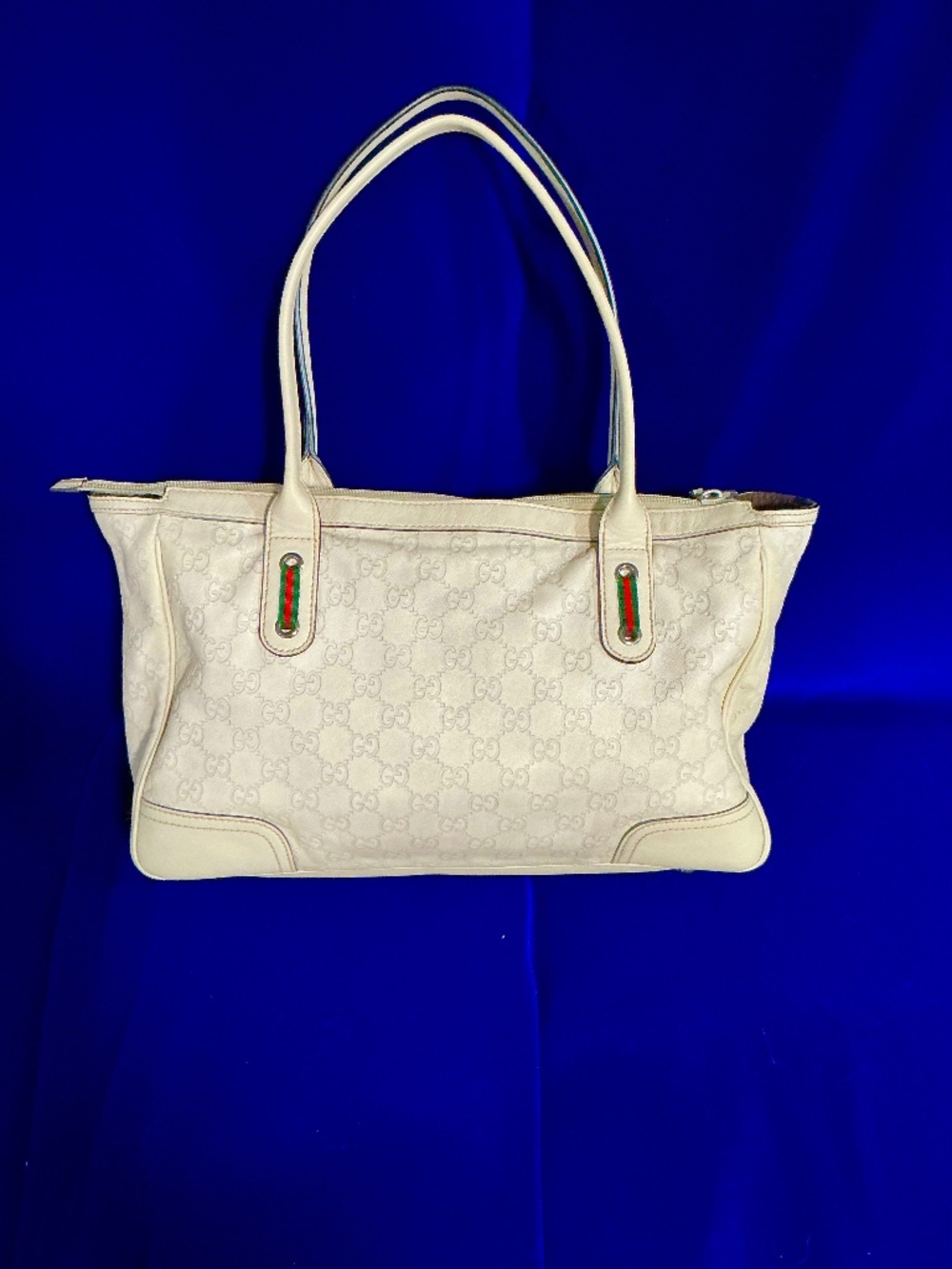 Vintage Gucci Guccissima medium ivory leather tote bag
